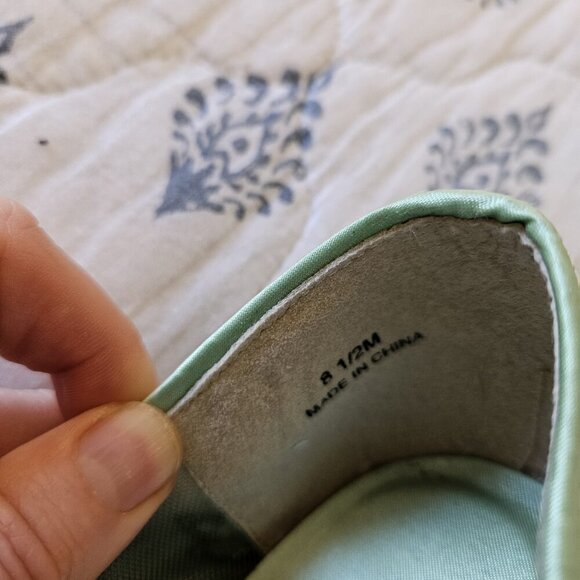 Beverly Feldman Love Diamonds Green Mesh Embroidered Flats with Pink Bows 8.5 M - Picture 2 of 15